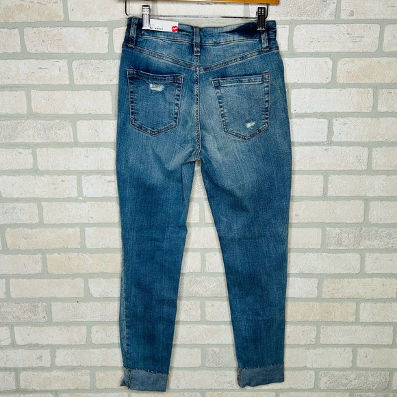 High Rise Skinny Ankle Distressed Medium Wash Jeans - Picture 2 of 9